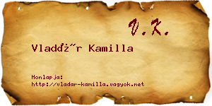 Vladár Kamilla névjegykártya
