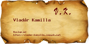 Vladár Kamilla névjegykártya